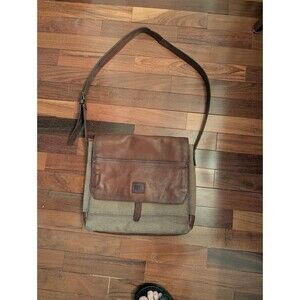 FRYE Men's Ethan Messenger bag flap crossbody leather canvas Damaged Strap